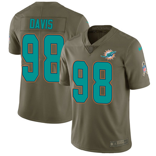Nike Miami Dolphins #98 Raekwon Davis Olive Youth Stitched NFL Limited 2017 Salute To Service Jersey